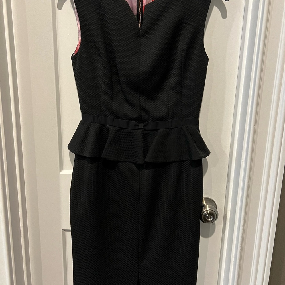 Ted Baker Black Sleeveless Peplum Sheath Dress